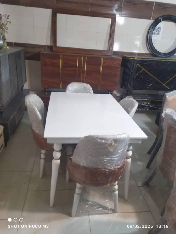 میز و صندلی ناهار خوری 6 نفره چوبی هانزو 155*90*77 برند صنعت چوب کارما
